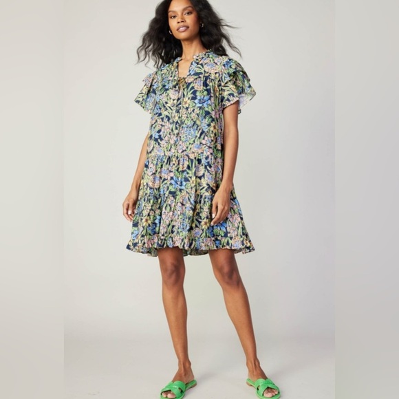 NEW current air flutter sleeves FLORAL TIERED DRESS Medium - Picture 14 of 14